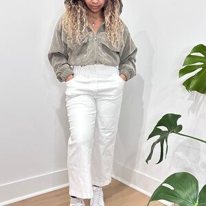 Ashley Sporty Corduroy Crop Comfortable Olive Military Green Hooded Jacket